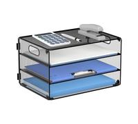 SUPEASY 3 Tier Letter Tray Paper Organiser with Handle, Mesh Desk File Holder, A4 Paper Tray Desk Organiser for School Office Home, Metal Mesh, Black