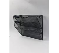 SUPEASY 3 Tier Wall File Organizer, Large Capacity Metal Mesh Hanging File Organizer, Wall Mounted Mail & Document Organizer for Home, Classroom, Office Organization, Black, No assembly required