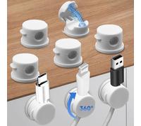 SUPEASY 360° Rotatable Cable Tidy Clips, 8 Pack Magnetic Cable Management, Desk Tidy Wire Holder for Nightstand, Kitchen Appliances, Office Supplies, Phone Cable, White