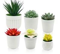 SUPEASY 6-Pack Artificial Succulent Plants in Pots - Realistic Fake Succulents for Indoor & Outdoor Decor, Living Room, Office, Desk, Shelf, and Table Decorations