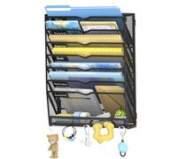 SUPEASY 8 Tier Wall File Organizer with Hooks, Large Capacity Metal Mesh Hanging File Organizer, Wall Mounted Mail & Document Organizer for Home, Classroom, Office Organization, Black