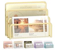 SUPEASY Mail Organizer for Desk, Mesh Metal Mail Holder Countertop with 3-Slot, Letter Sorter File Holder, Office Envelope Organizer for Mails (Gold)