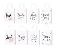 Supecesorio Gift Bags, 8pcs Teacher Thank You, Small Paper Gift Bags with Handles, Thankyou Bags for Mother's Day Appreciation Friend Birthday Party Clothing Wedding Multipack,15X8X21cm