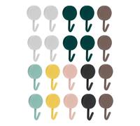 Supecesorio Self Adhesive Hooks, 20 Pcs Stick on Wall Adhesive Colorful Mini Hooks, No Drilling or Nails, Hooks for Key, Bath Towels, Kitchen, Ceiling, Wall, Bathrobe, Door,Towel, Coat