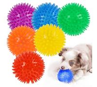Supecesorio Squeaky Dog Toy Balls, 6 Pack 6.5CM Spike Ball Indestructible, Floatable Dog Pool Toy, High Bounce Rubber TPR Spike Dog Balls, for Small and Medium Dogs for Aggressive Chewers