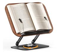 SupeDesk Book Stand for Reading, Adjustable Book Holder with 360° Rotating Bases, Foldable Designs, and Elastic Clips, Multifunctional Display Stand for Recipe, Cookbooks, Magazines, Tablets, Laptops