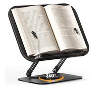 SupeDesk Book Stand for Reading, Adjustable Book Holder with 360° Rotating Bases, Foldable Designs, and Elastic Clips, Multifunctional Display Stand for Recipe, Cookbooks, Magazines, Tablets (Black)