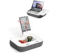 SupeDesk Kindle Pillow Stand with Lap Desk, Adjustable iPad Holder for Bed, 360° Swivel Tablet Arm, Laptop Desk with Mouse Pad, Snack Bowl & Cup Holder, Fits 4.7-13” Tablets & 15” Laptop