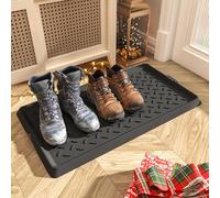 SUPENUIN Boot-Tray Heavy Duty Rubber Mat with Lip Waterproof Shoe Mat Tray for Entryway Indoor Outdoor Multi Use Catch All Trays Entryway Shoe Storage 16x27.5 Inches