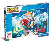 Clementoni - 27267 - Supercolor Puzzle - Sonic - 104 Pieces, Jigsaw Puzzle For Kids Age 6, Puzzle Cartoon, Made In Italy