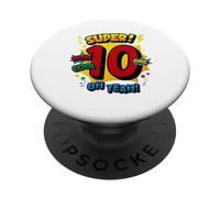 Super 10th Birthday Comic Pop Art Wow Cool OMG Oh Yeah Kids PopSockets Adhesive PopGrip