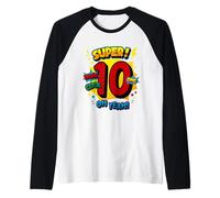 Super 10th Birthday Comic Pop Art Wow Cool OMG Oh Yeah Kids Raglan Baseball Tee