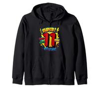 Super 11th Birthday Comic Pop Art Wow Cool OMG Oh Yeah Kids Zip Hoodie