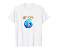 Super 6 Birthday Boy Lightning Bolt Space Theme T-Shirt, Men, White, 4XL