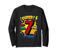 Super 7th Birthday Comic Pop Art - Wow Cool OMG Oh Yeah Kids Long Sleeve T-Shirt