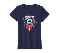 Super 8 Space Adventure Birthday Blast for Kids T-Shirt, Women, Navy, XL