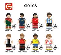 Super 8pcs Soccer Star Building Block Toy Messi Ronaldo Mini Gift Doll Figure