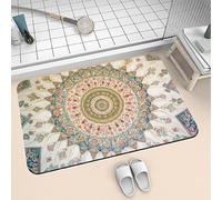 Super Absorbent Bath Mat Non Slip Quick Drying 100x150cm Washable Rug, Thin Soft Diatomite Carpet Bathmat, Floor Stone Bath Mats for Bathroom, Bathtub, Shower, Sink, Kitchen, Door Mandala 6-329