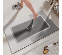 Super Absorbent Bath Mat, Quick Drying Bath Rugs, Absorbent Floor Mat for Bathroom, Magic Mat Non Slip Anti Mould, Rubber Non-slip Bottom, Simple Kitchen Door Mat (Light Gray, 45x70 cm, Rectangular)