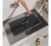 Super Absorbent Bath Mat, Quick Drying Bath Rugs, Absorbent Floor Mat for Bathroom, Magic Mat Non Slip Anti Mould, Rubber Non-slip Bottom, Simple Kitchen Door Mat (Dark Gray, 45x70 cm, Rectangular)
