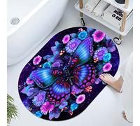 Super Absorbent Diatomaceous Earth Stone Bath Mat,Butterfly Quick-Drying Bathroom Carpets,Non Slip Bathtub Floor Mat,Easy to Clean, Simple Kitchen Doormat(Oval 50×80cm)
