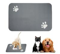 Super Absorbent Dog Cat Food Mat, 40 × 60cm Absorbent Non-Slip Dog Water Bowl Mat, Quick Dry, Washable, Diatomaceous Earth and Rubber, for Food Bowls Wipe Clean (Grey)