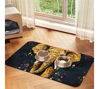 Super Absorbent Dog Food Mat, Abstract Elephant Pet Feeding Mat for Food and Water Bowls Non-Slip Waterproof Placement Pad for Floors Quick Dry Water Dispenser Mat for Dogs Puppy Cats