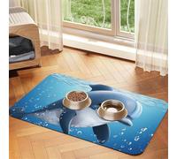Super Absorbent Dog Food Mat, Baby Dolphin Pet Feeding Mat for Food and Water Bowls Non-Slip Waterproof Placement Pad for Floors Quick Dry Water Dispenser Mat for Dogs Puppy Cats