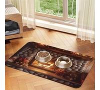 Super Absorbent Dog Food Mat, Christmas Fireplace New Year Pet Feeding Mat for Food and Water Bowls Non-Slip Waterproof Placement Pad for Floors Quick Dry Water Dispenser Mat for Dogs Puppy Cats