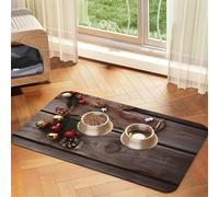 Super Absorbent Dog Food Mat, Christmas Old Wooden Board Pet Feeding Mat for Food and Water Bowls Non-Slip Waterproof Placement Pad for Floors Quick Dry Water Dispenser Mat for Dogs Puppy Cats