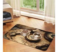 Super Absorbent Dog Food Mat, Compass and Old World Map Pet Feeding Mat for Food and Water Bowls Non-Slip Waterproof Placement Pad for Floors Quick Dry Water Dispenser Mat for Dogs Puppy Cats