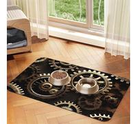 Super Absorbent Dog Food Mat, Cool Steampunk Gears Pet Feeding Mat for Food and Water Bowls Non-Slip Waterproof Placement Pad for Floors Quick Dry Water Dispenser Mat for Dogs Puppy Cats