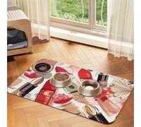 Super Absorbent Dog Food Mat, Cosmetic Lipstick Perfume Art Pet Feeding Mat for Food and Water Bowls Non-Slip Waterproof Placement Pad for Floors Quick Dry Water Dispenser Mat for Dogs Puppy Cats