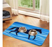 Super Absorbent Dog Food Mat, Cross The River On Horseback Pet Feeding Mat for Food and Water Bowls Non-Slip Waterproof Placement Pad for Floors Quick Dry Water Dispenser Mat for Dogs Puppy Cats