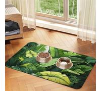 Super Absorbent Dog Food Mat, Cute Banana Leaves Pet Feeding Mat for Food and Water Bowls Non-Slip Waterproof Placement Pad for Floors Quick Dry Water Dispenser Mat for Dogs Puppy Cats