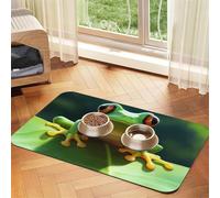 Super Absorbent Dog Food Mat, Cute Frog Pet Feeding Mat for Food and Water Bowls Non-Slip Waterproof Placement Pad for Floors Quick Dry Water Dispenser Mat for Dogs Puppy Cats