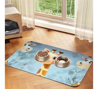 Super Absorbent Dog Food Mat, Cute Giraffe Pet Feeding Mat for Food and Water Bowls Non-Slip Waterproof Placement Pad for Floors Quick Dry Water Dispenser Mat for Dogs Puppy Cats
