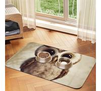 Super Absorbent Dog Food Mat, Cute Owl Pet Feeding Mat for Food and Water Bowls Non-Slip Waterproof Placement Pad for Floors Quick Dry Water Dispenser Mat for Dogs Puppy Cats
