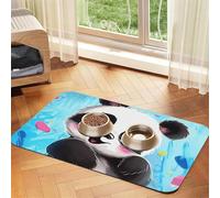 Super Absorbent Dog Food Mat, Cute Panda Pet Feeding Mat for Food and Water Bowls Non-Slip Waterproof Placement Pad for Floors Quick Dry Water Dispenser Mat for Dogs Puppy Cats