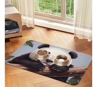 Super Absorbent Dog Food Mat, Cute Sleeping Panda Pet Feeding Mat for Food and Water Bowls Non-Slip Waterproof Placement Pad for Floors Quick Dry Water Dispenser Mat for Dogs Puppy Cats