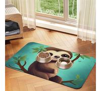 Super Absorbent Dog Food Mat, Cute Sloth Pet Feeding Mat for Food and Water Bowls Non-Slip Waterproof Placement Pad for Floors Quick Dry Water Dispenser Mat for Dogs Puppy Cats