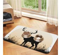 Super Absorbent Dog Food Mat, Deer Silhouette Pet Feeding Mat for Food and Water Bowls Non-Slip Waterproof Placement Pad for Floors Quick Dry Water Dispenser Mat for Dogs Puppy Cats