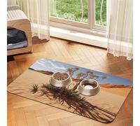 Super Absorbent Dog Food Mat, Desert Plant Pet Feeding Mat for Food and Water Bowls Non-Slip Waterproof Placement Pad for Floors Quick Dry Water Dispenser Mat for Dogs Puppy Cats