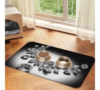 Super Absorbent Dog Food Mat, Diamond Jewelry Jewels Luxury Pet Feeding Mat for Food and Water Bowls Non-Slip Waterproof Placement Pad for Floors Quick Dry Water Dispenser Mat for Dogs Puppy Cats