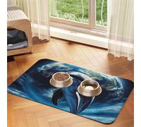 Super Absorbent Dog Food Mat, Dolphin Earth Pet Feeding Mat for Food and Water Bowls Non-Slip Waterproof Placement Pad for Floors Quick Dry Water Dispenser Mat for Dogs Puppy Cats