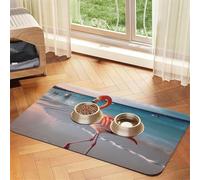 Super Absorbent Dog Food Mat, Flamingo On The Beach Pet Feeding Mat for Food and Water Bowls Non-Slip Waterproof Placement Pad for Floors Quick Dry Water Dispenser Mat for Dogs Puppy Cats