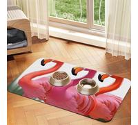 Super Absorbent Dog Food Mat, Flamingo Pet Feeding Mat for Food and Water Bowls Non-Slip Waterproof Placement Pad for Floors Quick Dry Water Dispenser Mat for Dogs Puppy Cats