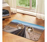 Super Absorbent Dog Food Mat, Freeway Highway Road In The Desert Pet Feeding Mat For Food And Water Bowls Non-Slip Waterproof Placement Pad For Floors Quick Dry Water Dispenser Mat For Dogs Puppy Cats