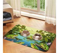 Super Absorbent Dog Food Mat, Frogs Sing Pet Feeding Mat for Food and Water Bowls Non-Slip Waterproof Placement Pad for Floors Quick Dry Water Dispenser Mat for Dogs Puppy Cats