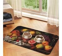 Super Absorbent Dog Food Mat, Fruit Pet Feeding Mat for Food and Water Bowls Non-Slip Waterproof Placement Pad for Floors Quick Dry Water Dispenser Mat for Dogs Puppy Cats